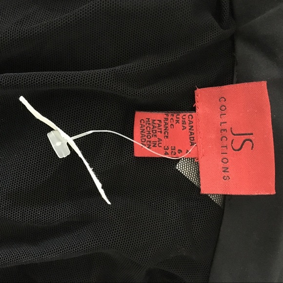 New JS Collections Black mesh & velvet evening top - Picture 7 of 8